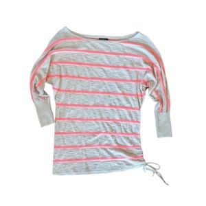Express Striped Dolman 3/4 Sleeve Slub Knit Top